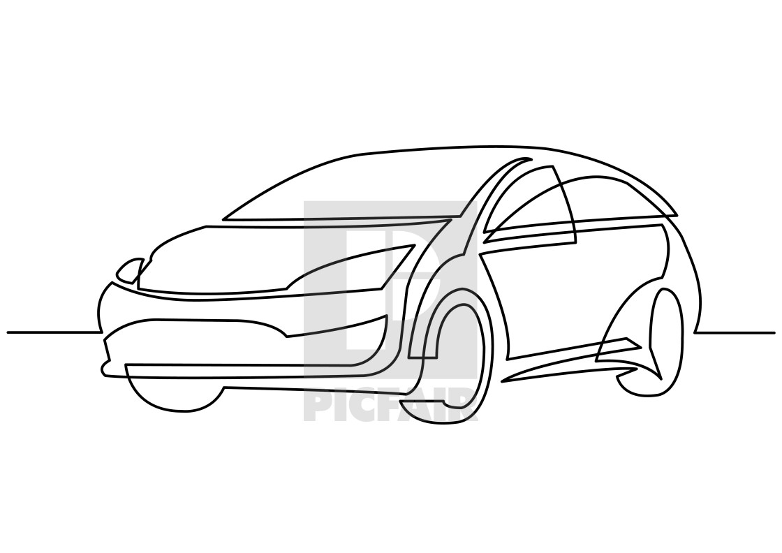 1120x792 Continuous Line Drawing Of Motor Car - Car Line Sketch