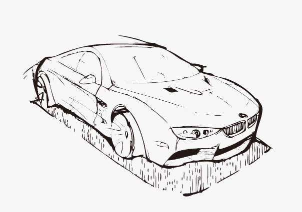 604x425 Hand Painted Car Outline, Car Clipart, Hand Painted Car Outline - Car Outline Sketch