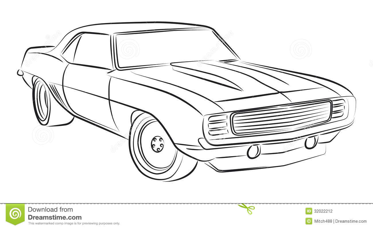 1300x799 Collection Of Muscle Car Drawing Outline High Quality, Free - Car Outline Sketch