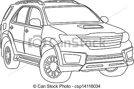 450x298 Suv Car Outline Vector Isolate On White . - Car Outline Sketch