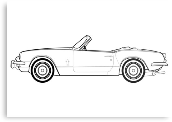 550x391 Triumph Spitfire Mk3 Classic Car Outline Drawing Metal Prints By - Car Outline Sketch
