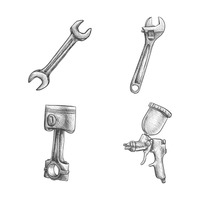 200x200 Auto Part Car Cars Vehicle Vehicles Transport Automobile - Car Parts Sketch