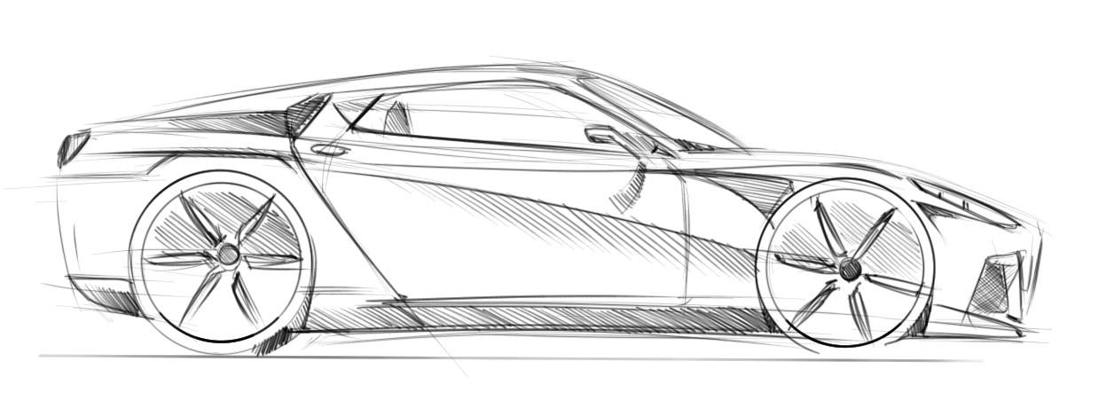 1256x443 How To Draw Cars Side View - Car Parts Sketch