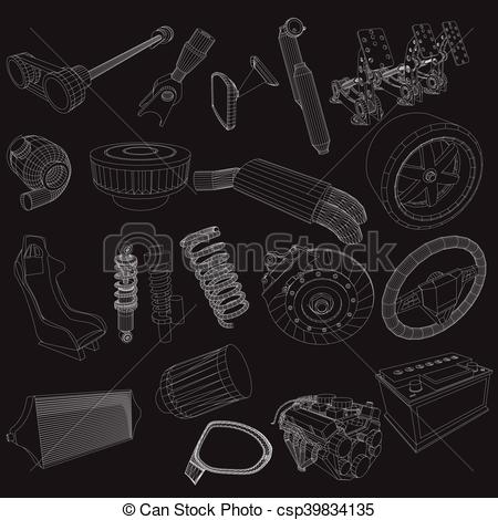 450x470 Line Stripe Car Parts Icon On The Blackboard Vector Style. - Car Parts Sketch
