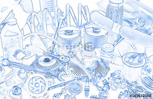 500x322 Lots Of Car Parts, Sketch Stock Photo And Royalty Free Images On - Car Parts Sketch