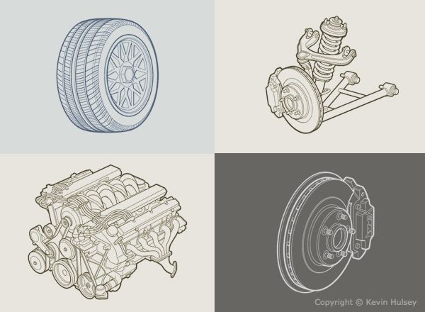 600x440 Car Parts Line Drawings Graphics Drawings, Icons - Car Parts Sketch