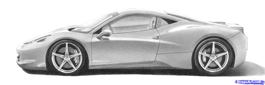 877x283 Drawn Ferrari Pencil For Kid - Car Pencil Sketch