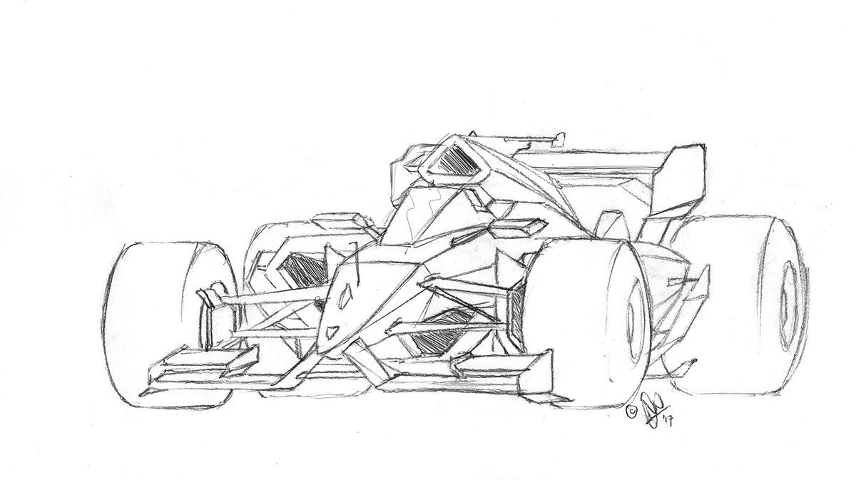 1200x673 A Pencil Sketch Of A Future F1 Car By Renikart Formula 1 - Car Pencil Sketch