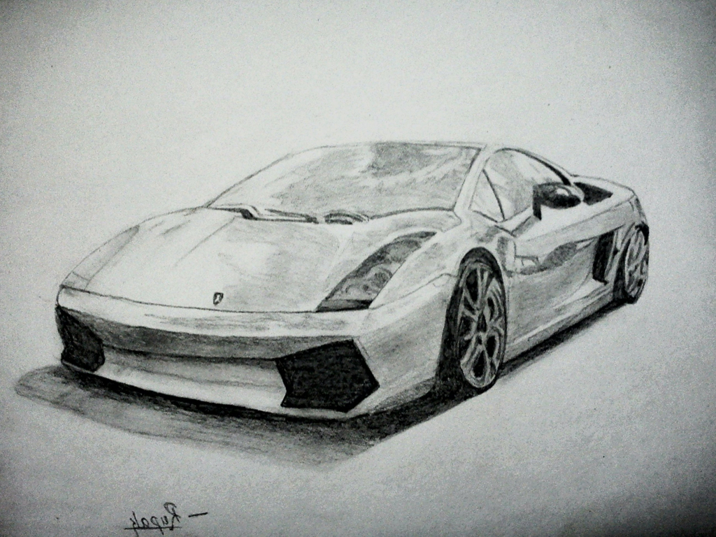 1024x768 Drawing Cars Using Pencils Pencil Sketch Of Car Pencil Car - Car Pencil Sketch Drawing