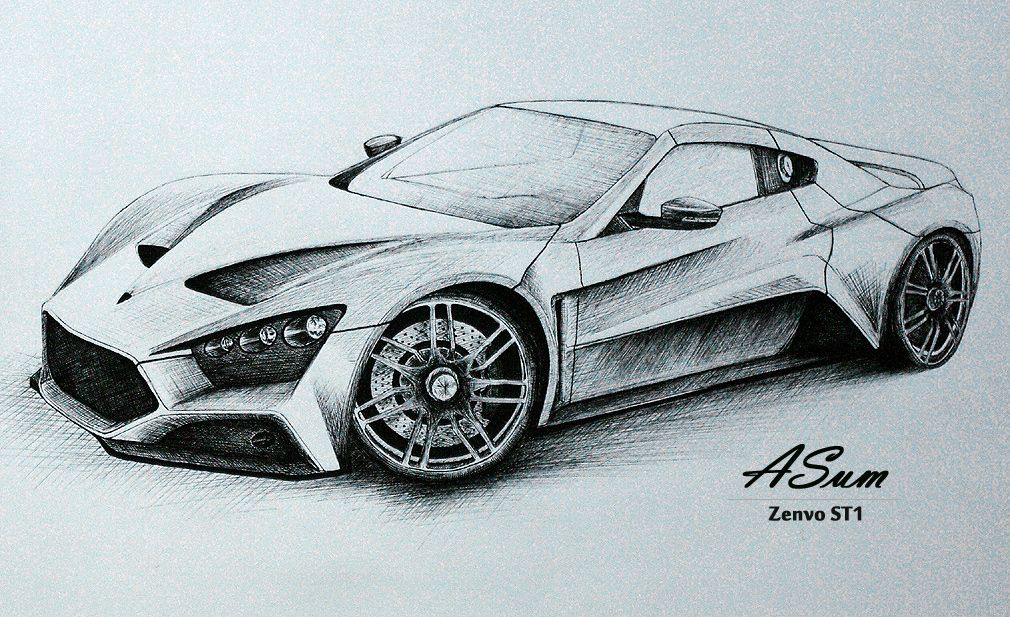 1010x617 Drawings Of Cars - Car Pencil Sketch Drawing