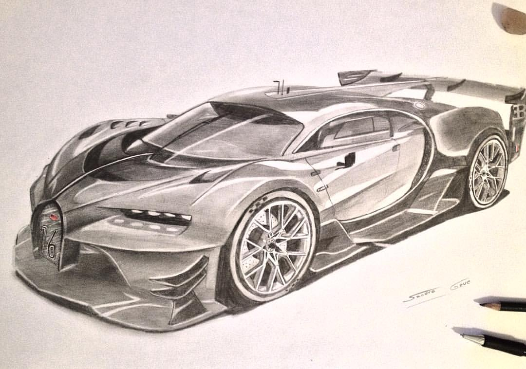 1080x758 Car Pencil Sketch Drawing Bugatti - Car Pencil Sketch Drawing