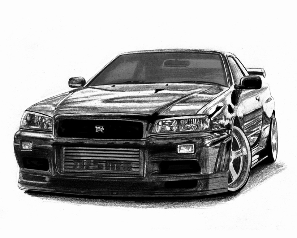 960x768 Here Some Images Of Cool Drawings Of Cars Made With Pencil - Car Profile Sketch