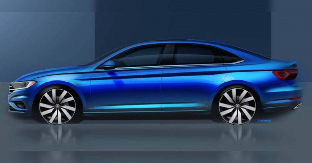 630x330 2019 Volkswagen Jetta Teased Again In Sketch Form - Car Profile Sketch