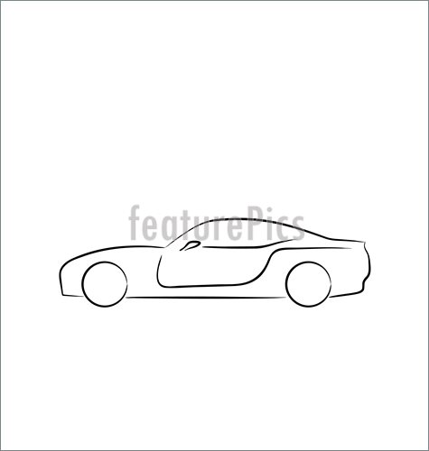 475x500 Abstract Sports Car Profile Isolated On White Background - Car Profile Sketch