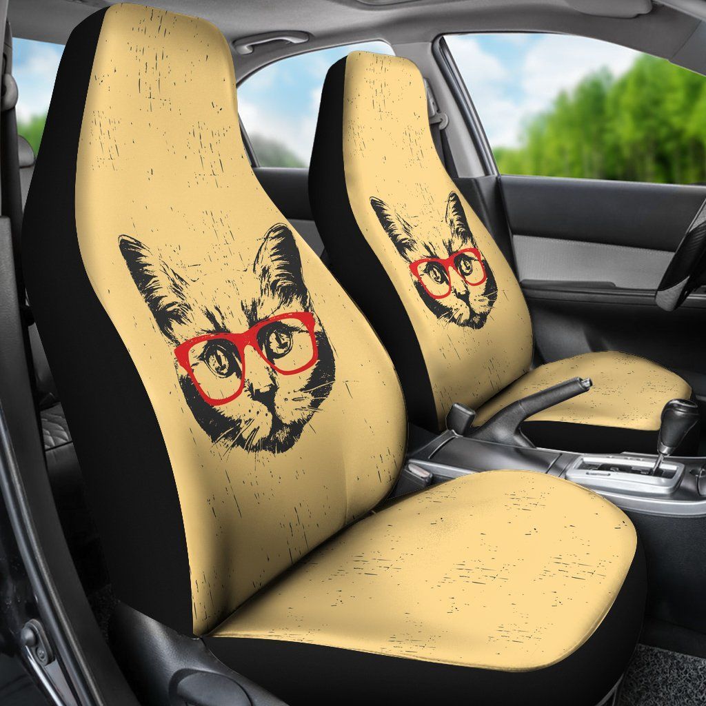 1024x1024 Cat Face Sketch With Red Eye Glass Car Seat Covers Dhl Express - Car Seat Sketch
