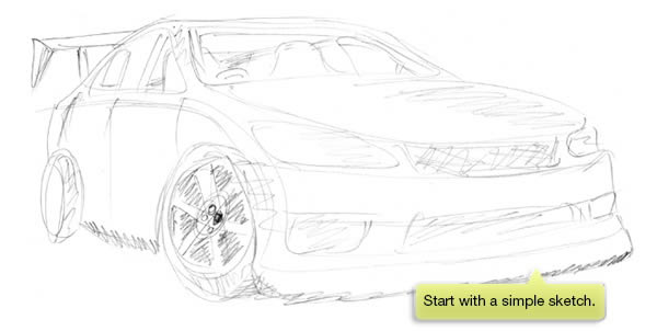 600x302 Draw A Rally Car Using Simple Brush Techniques In Photoshop - Car Simple Sketch