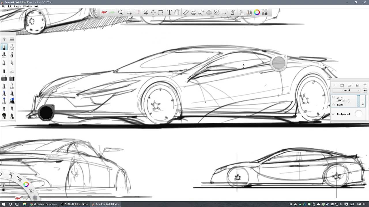 1280x720 Sketchbook Pro Car Design Sketching - Car Sketch Book