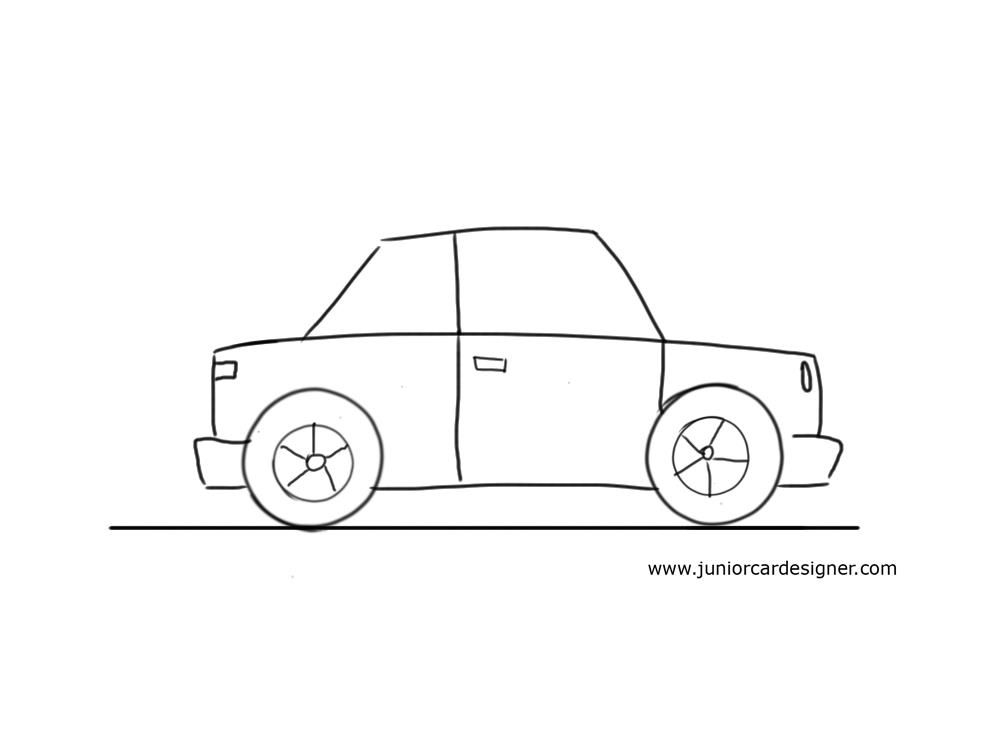 1000x735 Very Easy Car To Draw For Little Kids My Boys - Car Sketch Easy