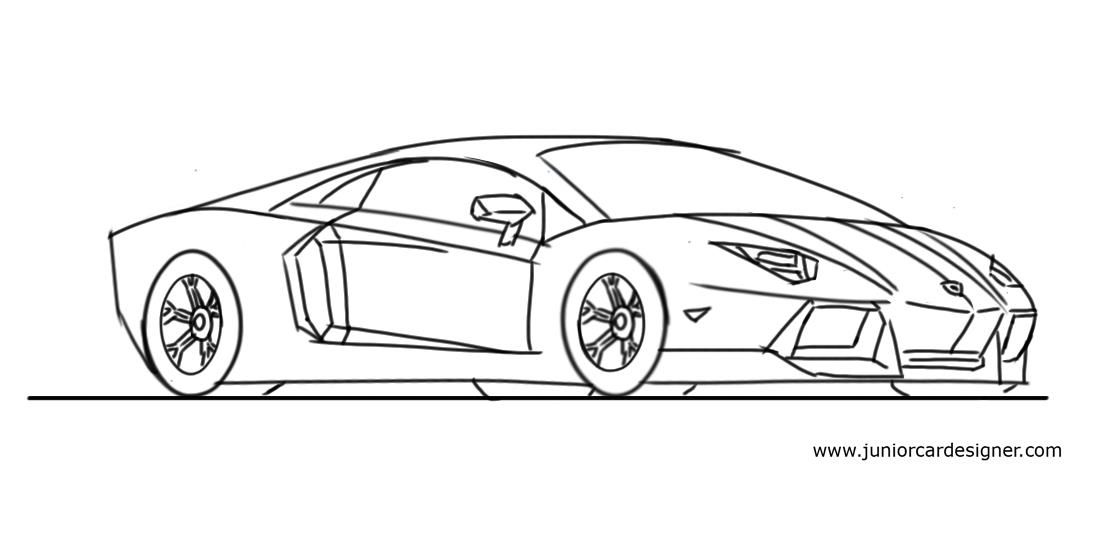 1100x541 Draw A Lamborghini Aventador Drawings Draw - Car Sketch For Kids