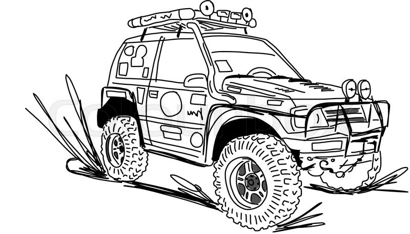 800x458 Tuned Suv Car, Sketch For Your Design. Vector Illustration Stock - Car Sketch Images
