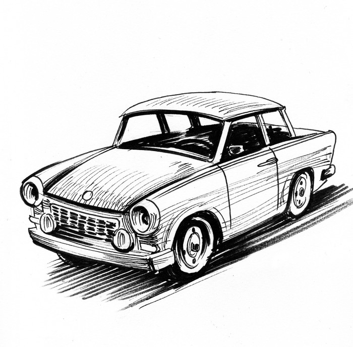 700x689 East German Retro Car Sketch Poster We Live To Change - Car Sketch Pictures