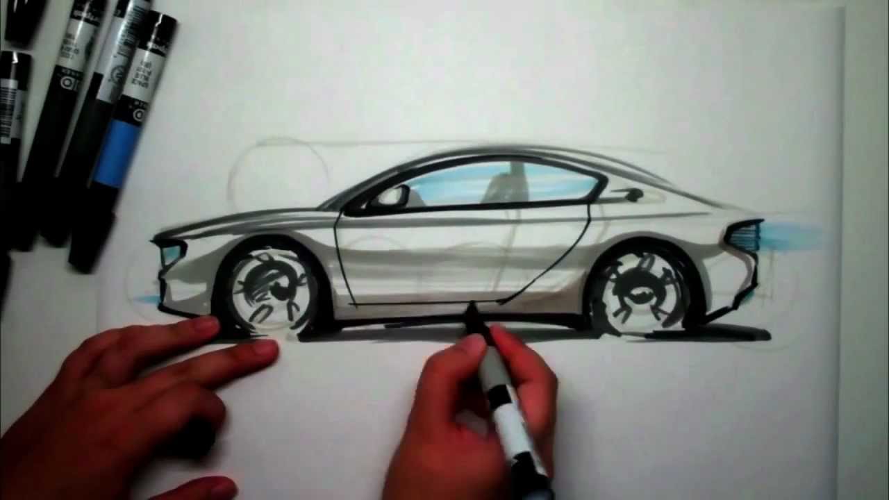 1280x720 How To Sketch A Sports Car Side View Using Markers - Car Sketch Side