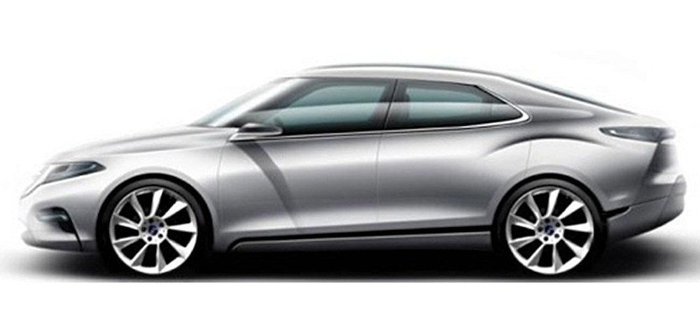 1000x455 Saab 9 3 Phoenix Concept Sketch Side View Motocrit Automotive - Car Sketch Side