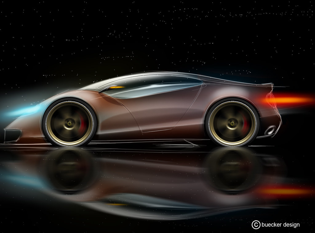 1024x758 Super Sport Car Side View By P Sketch - Car Sketch Side