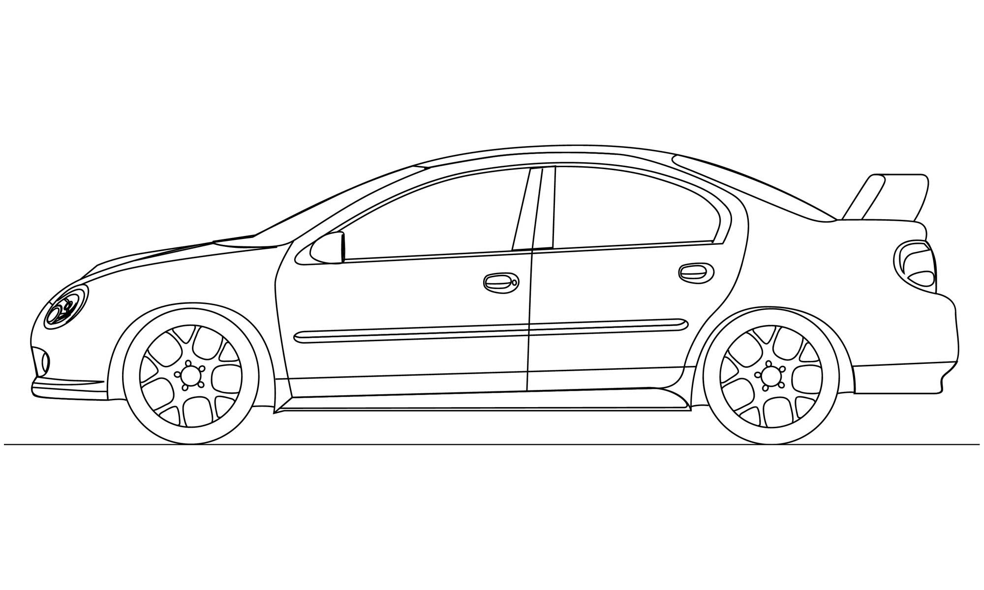 2000x1200 Car Line Drawing Side View Carbk.co - Car Sketch Side