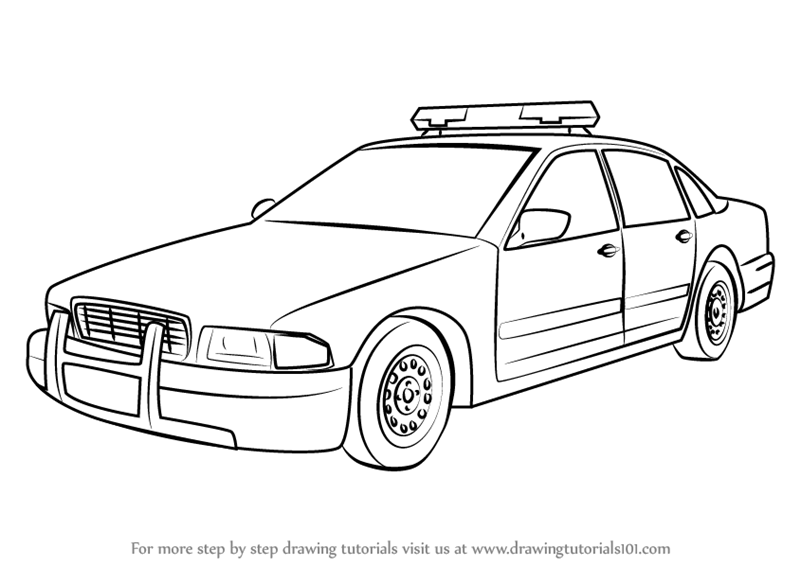 800x566 Learn How To Draw A Police Car (Police) Step By Step Drawing - Car Sketch Template
