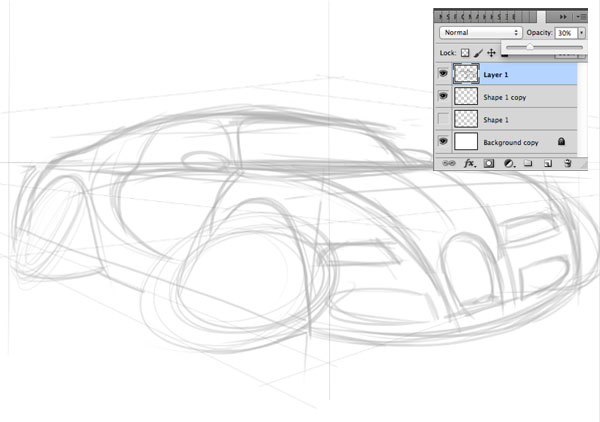 600x422 How To Draw, Ink And Colour A Cartoon Car In Adobe Photoshop - Car Sketch Tutorial