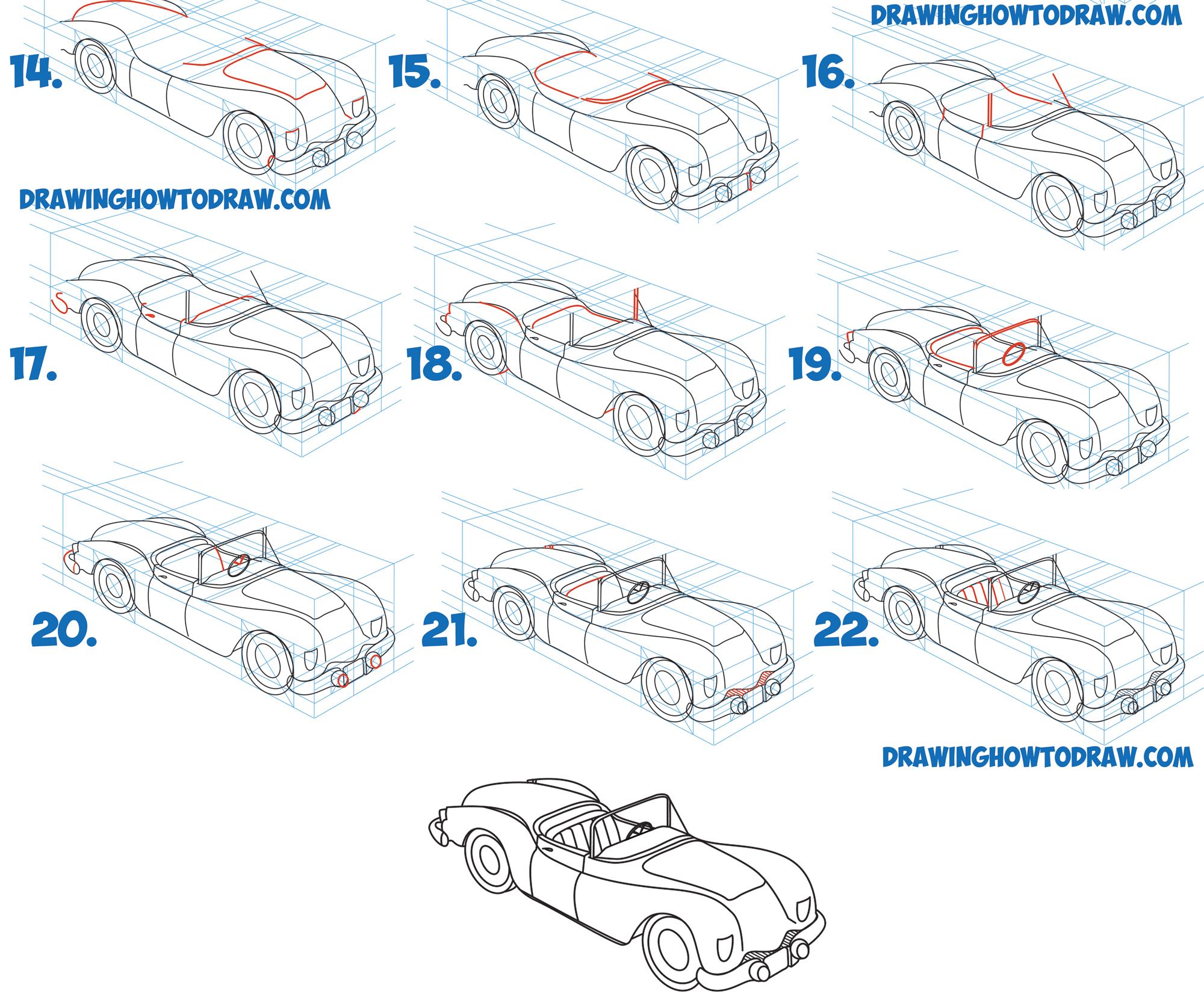 2000x1662 How To Draw A Car Convertible In Two Point Perspective Easy Step - Car Sketch Tutorial