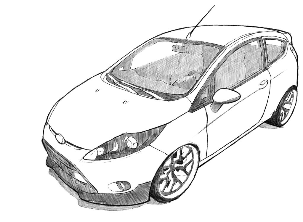 1023x750 Car Drawing Techniques On Behance - Car Sketch Tutorial