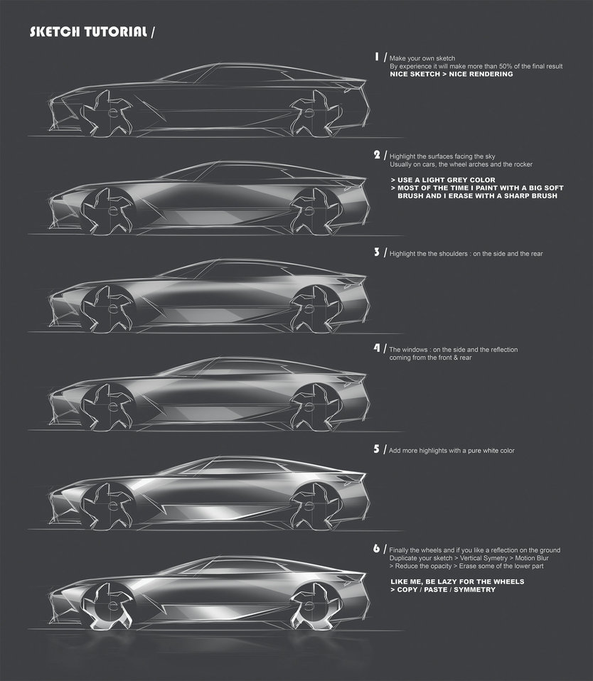 834x958 Car Sketch Tutorial By Vincent Montreuil - Car Sketch Tutorial