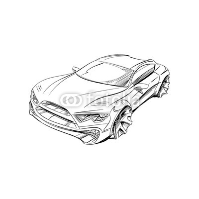 400x400 Car Concept. Car Sketch. Vector Hand Drawn. Autodesign. Automobile - Car Sketch Vector