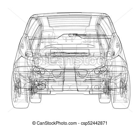 450x404 Car Sketch. Vector Rendering Of 3d. Wire Frame Style. The Layers - Car Sketch Vector