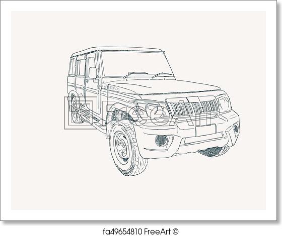 560x470 Free Art Print Of Adventure Off Road Car Sketch Vector. Adventure - Car Sketch Vector