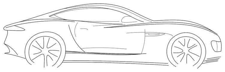 750x240 Sports Car Sketch Vector On Blackboard - Car Sketch Vector
