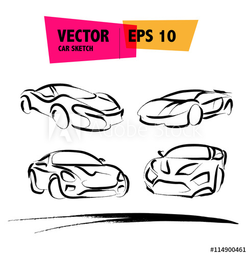 488x500 Vector Car Sketch Isolated. Hand Drawn Car Body. Auto Advertising - Car Sketch Vector