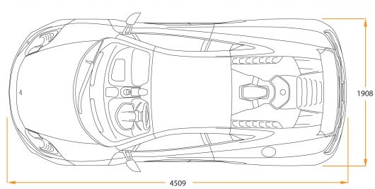 530x267 Car Line Art Cartype - Car Top View Sketch