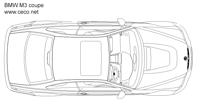 640x360 Autocad Drawing Bmw M3 Coupe - Car Top View Sketch