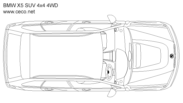 640x360 Autocad Drawing Bmw X5 Suv 4x4 4wd - Car Top View Sketch