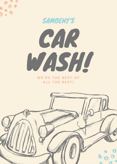 392x550 Pastel Orange And Blue Brushes Sketch Car Carwash Flyer - Car Wash Sketch