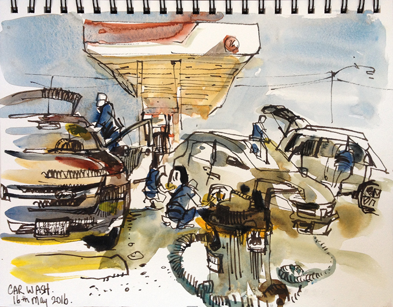 800x625 Car Wash Sketch Away Travels With My Sketchbook - Car Wash Sketch
