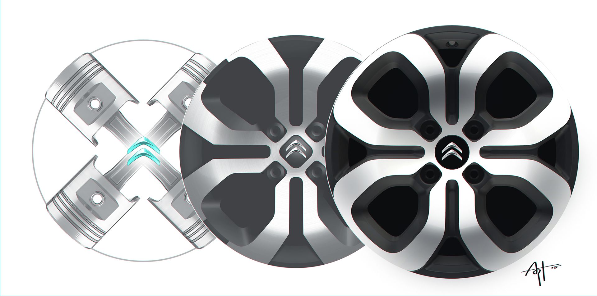 1920x953 Novo Aircross Wheel Sketches By Arthur Martins Design - Car Wheel Sketch