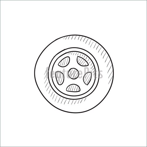 500x500 Illustration Of Car Wheel Sketch Icon. - Car Wheel Sketch