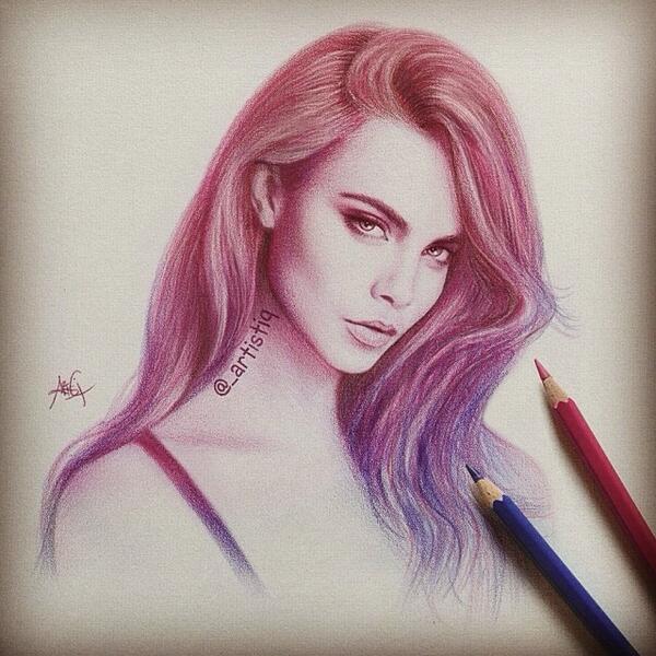 600x600 Carafact On Twitter Artistiq A Sketch Of Cara Delevingne - Cara Delevingne Sketch