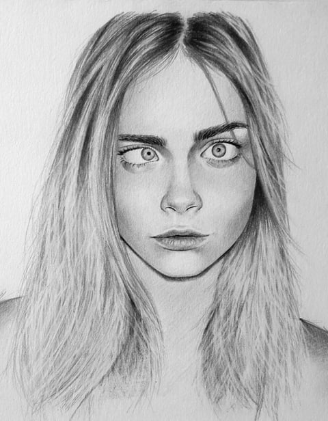 480x616 Close Up To My Old Sketch Of Cara Delevingne - Cara Delevingne Sketch