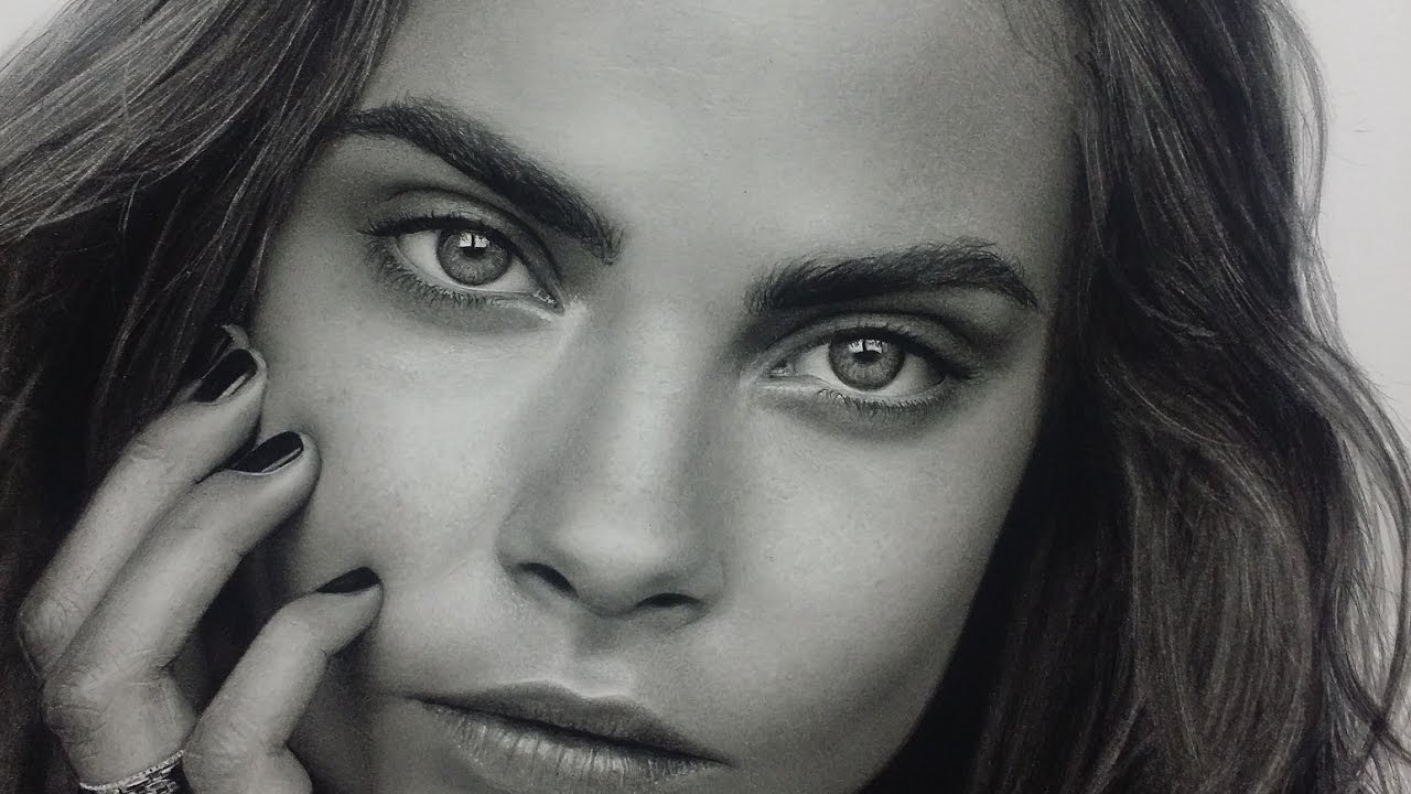 1280x720 Hyperrealism, Drawing Cara Delevingne (4k Time Lapse) - Cara Delevingne Sketch