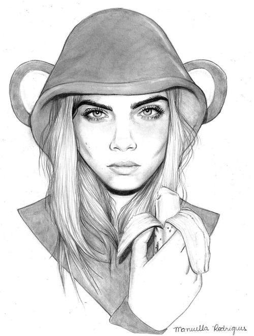 500x661 Manuella Rodrigues Cara Delevingne Via Tumblr Sketch People - Cara Delevingne Sketch